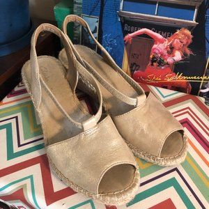 Clarks Gold Espadrille Sandals